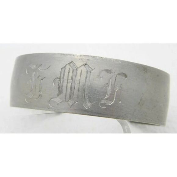 VTG B & M Pewter 5 Monogram Initial Cuff Bracelet - Picture 1 of 5